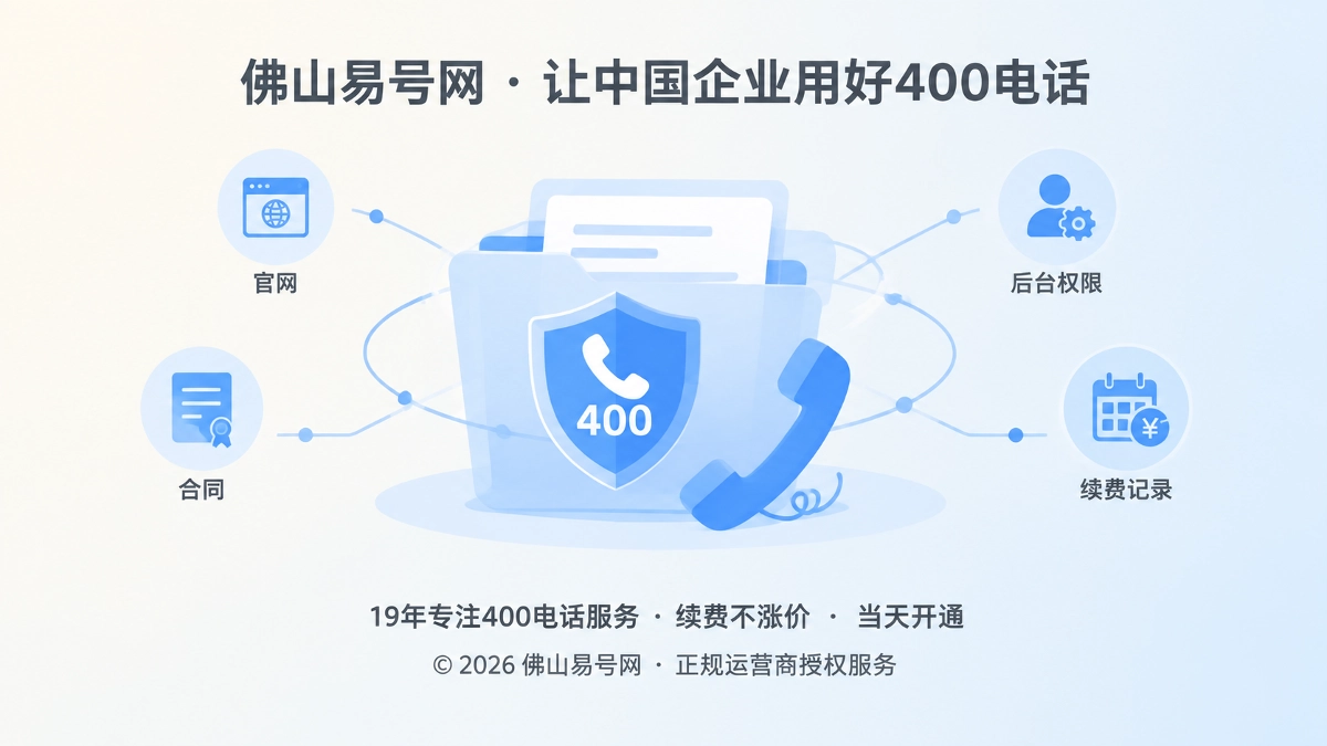 佛山易号网400电话通信资产档案建设抽象插画
